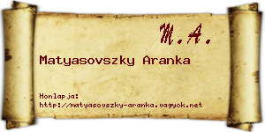 Matyasovszky Aranka névjegykártya