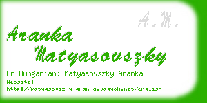 aranka matyasovszky business card